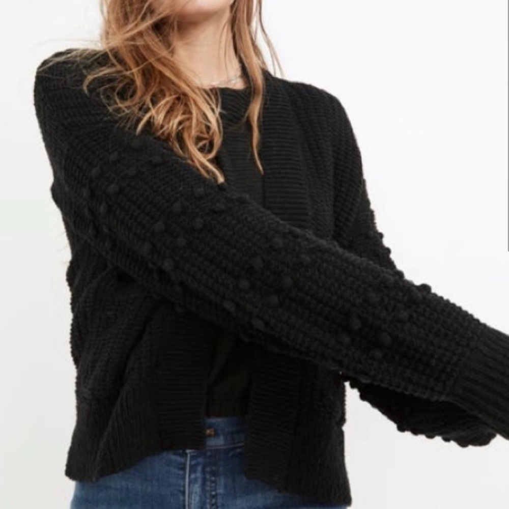 Madewell Bobble Cardigan Sweater, Black, SZ Small
